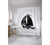 Штора (занавеска) для ванной JoyArty "Скажи да новым приключениям" из сатена, 180х200 см с крючками, sc_61627