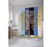 Штора (занавеска) для ванной JoyArty "Дерево сезонов" из сатена, 180х200 см с крючками, sc_8752