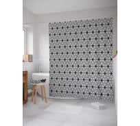 Штора (занавеска) для ванной JoyArty "Монохромный калейдоскоп" из сатена, 180х200 см с крючками, sc_58348
