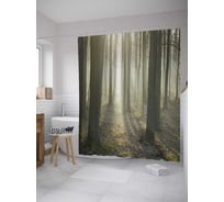 Штора (занавеска) для ванной JoyArty "Лесная тревога" из сатена, 180х200 см с крючками, sc_9319