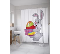 Штора (занавеска) для ванной JoyArty "Пасхальное яйцо в ленточке" из сатена, 180х200 см с крючками, sc_60250