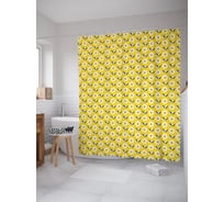 Штора (занавеска) для ванной JoyArty "Векторные ромашки" из сатена, 180х200 см с крючками, sc_64389