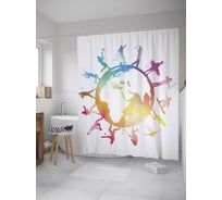 Штора (занавеска) для ванной JoyArty "Мир спорта" из сатена, 180х200 см с крючками, sc_9047