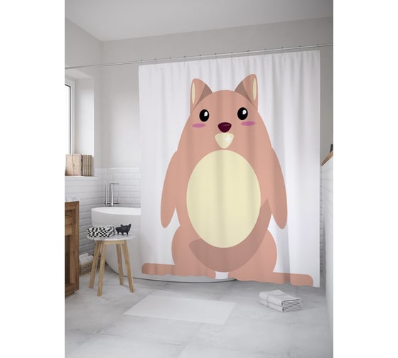 Штора (занавеска) для ванной JoyArty "Животное" из сатена, 180х200 см с крючками, sc_61805 1