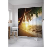 Штора (занавеска) для ванной JoyArty "Марево заката" из сатена, 180х200 см с крючками, sc_8786