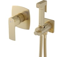 Встраиваемый смеситель с гигиеническим душем LEMARK латунь, брашированное светлое золото LM7219BG