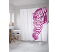 Штора (занавеска) для ванной JoyArty "Морда зебры" из сатена, 180х200 см с крючками, sc_61649