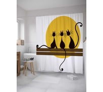 Штора (занавеска) для ванной JoyArty "Кошачье трио" из сатена, 180х200 см с крючками, sc_8880