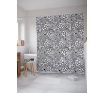 Штора (занавеска) для ванной JoyArty "Цветы в стиле дудл" из сатена, 180х200 см с крючками, sc_53471