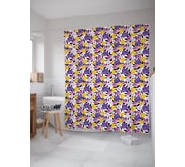 Штора (занавеска) для ванной JoyArty "Разноцветные мелкие цветы" из сатена, 180х200 см с крючками, sc_62393