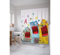 Штора (занавеска) для ванной JoyArty "Коты орут" из сатена, 180х200 см с крючками, sc_62452