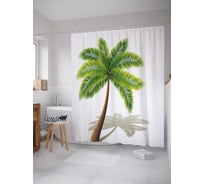 Штора (занавеска) для ванной JoyArty "Южная пальма" из сатена, 180х200 см с крючками, sc_6939