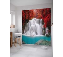 Штора (занавеска) для ванной JoyArty "Водопадный пейзаж" из сатена, 180х200 см с крючками, sc_7513