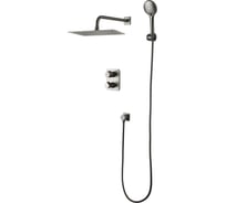 Встраиваемый термостатический смеситель LEMARK с верхним душем 30x20 см, лейка 3 режима Ø11 см, латунь, графит LM3749GM