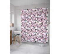 Штора (занавеска) для ванной JoyArty "Цветущие ветки" из сатена, 180х200 см с крючками, sc_52446