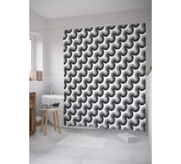 Штора (занавеска) для ванной JoyArty "Многолинейные волны" из сатена, 180х200 см с крючками, sc_52512