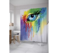 Штора (занавеска) для ванной JoyArty "Взгляд красок" из сатена, 180х200 см с крючками, sc_8363