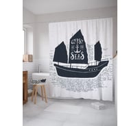 Штора (занавеска) для ванной JoyArty "Гроза морей" из сатена, 180х200 см с крючками, sc_63716