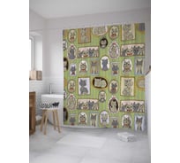 Штора (занавеска) для ванной JoyArty "Кошачья галерея" из сатена, 180х200 см с крючками, sc_9652