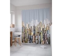 Штора (занавеска) для ванной JoyArty "Высота небоскребов" из сатена, 180х200 см с крючками, sc_53134