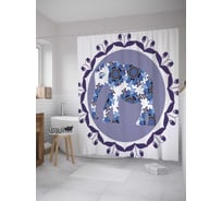 Штора (занавеска) для ванной JoyArty "Зимний слон" из сатена, 180х200 см с крючками, sc_8898