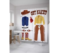 Штора (занавеска) для ванной JoyArty "Голый ковбой" из сатена, 180х200 см с крючками, sc_8127