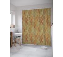 Штора (занавеска) для ванной JoyArty "Ромбы винтаж" из сатена, 180х200 см с крючками, sc_60389