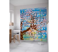 Штора (занавеска) для ванной JoyArty "Слет бабочек" из сатена, 180х200 см с крючками, sc_6588