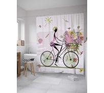 Штора (занавеска) для ванной JoyArty "Цветочное путешествие" из сатена, 180х200 см с крючками, sc_8303