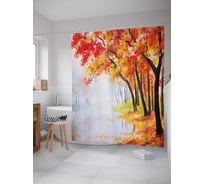 Штора (занавеска) для ванной JoyArty "Туманная сторона" из сатена, 180х200 см с крючками, sc_6516