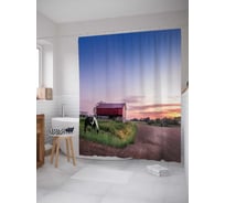 Штора (занавеска) для ванной JoyArty "Фермерский покой" из сатена, 180х200 см с крючками, sc_9968