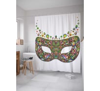 Штора (занавеска) для ванной JoyArty "Карнавальный узор" из сатена, 180х200 см с крючками, sc_9466