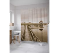 Штора (занавеска) для ванной JoyArty "Пирс на реке" из сатена, 180х200 см с крючками, sc_8020