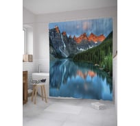 Штора (занавеска) для ванной JoyArty "Горный смысл" из сатена, 180х200 см с крючками, sc_9309