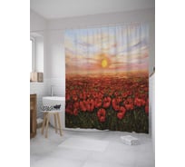 Штора (занавеска) для ванной JoyArty "Кровавые маки" из сатена, 180х200 см с крючками, sc_9191