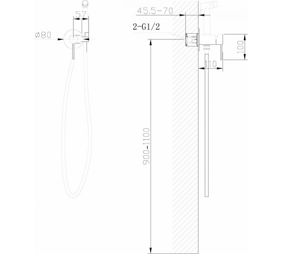 Смеситель ABBER Wasser Kreis с гигиеническим душем, золото матовое AF8125G