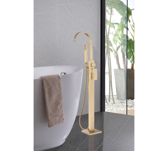 Смеситель ABBER Wasserfall напольный, золото матовое AF8615G