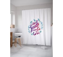 Штора (занавеска) для ванной JoyArty "Жизнь, смех, любовь" из сатена, 180х200 см с крючками, sc_53826