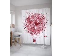 Штора (занавеска) для ванной JoyArty "Воздушный шар из сердечек" из сатена, 180х200 см с крючками, sc_61097