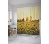 Штора (занавеска) для ванной JoyArty "Поле солнца" из сатена, 180х200 см с крючками, sc_9282