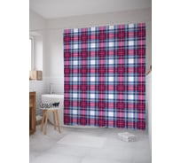 Штора (занавеска) для ванной JoyArty "Шотландская клетка" из сатена, 180х200 см с крючками, sc_57080