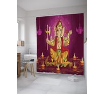 Штора (занавеска) для ванной JoyArty "Векторный Ганеша" из сатена, 180х200 см с крючками, sc_59843