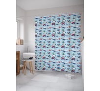 Штора (занавеска) для ванной JoyArty "Четырехмоторный самолет и вертолет" из сатена, 180х200 см с крючками, sc_53390