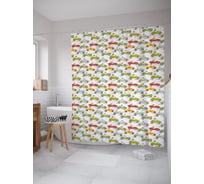 Штора (занавеска) для ванной JoyArty "Первый гоночный старт" из сатена, 180х200 см с крючками, sc_53484