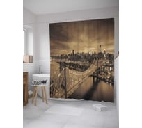 Штора (занавеска) для ванной JoyArty "Полет над мостом" из сатена, 180х200 см с крючками, sc_8115