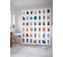 Штора (занавеска) для ванной JoyArty "Виды минералов" из сатена, 180х200 см с крючками, sc_7500