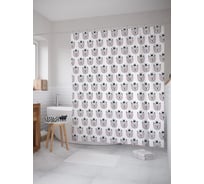 Штора (занавеска) для ванной JoyArty "Королевский медведь" из сатена, 180х200 см с крючками, sc_64275