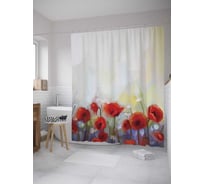 Штора (занавеска) для ванной JoyArty "Солнечный мак" из сатена, 180х200 см с крючками, sc_9136
