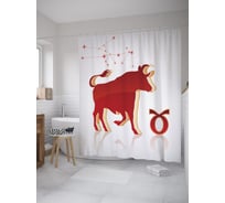 Штора (занавеска) для ванной JoyArty "Значок и созвездие Телец" из сатена, 180х200 см с крючками, sc_61044