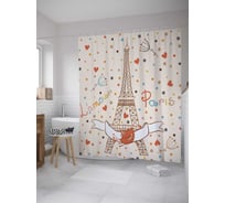 Штора (занавеска) для ванной JoyArty "Люблю париж" из сатена, 180х200 см с крючками, sc_8696